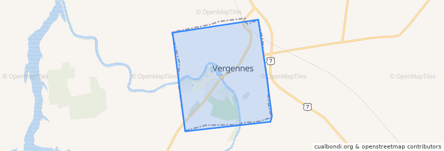 Mapa de ubicacion de Vergennes.