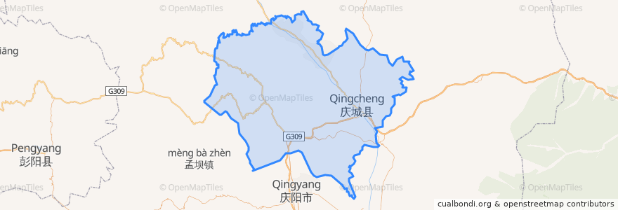 Mapa de ubicacion de Qingcheng County.