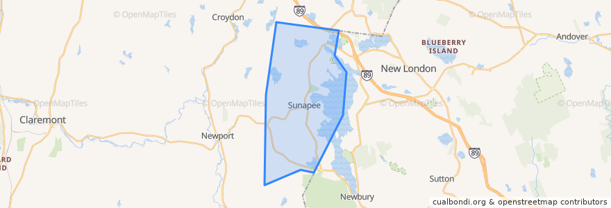 Mapa de ubicacion de Sunapee.