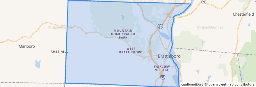 Mapa de ubicacion de Brattleboro.