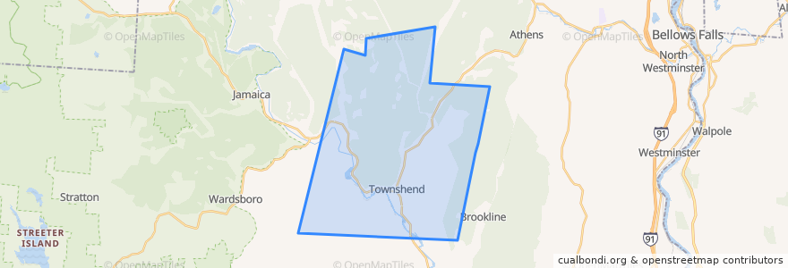 Mapa de ubicacion de Townshend.