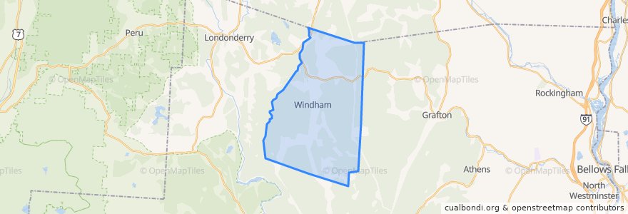 Mapa de ubicacion de Windham.