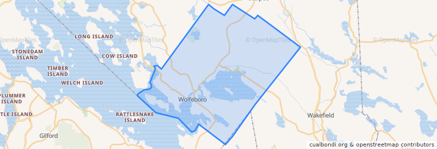 Mapa de ubicacion de Wolfeboro.