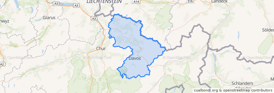 Mapa de ubicacion de Prättigau/Davos.