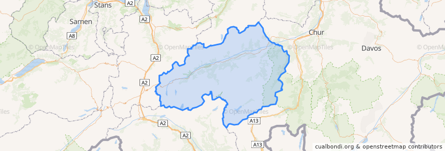 Mapa de ubicacion de Surselva.