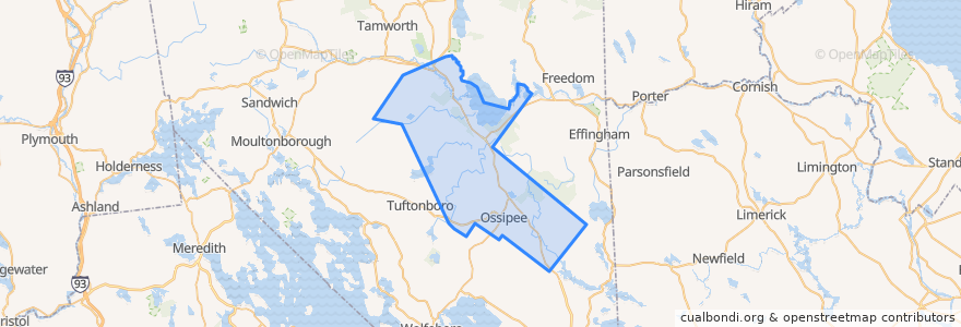 Mapa de ubicacion de Ossipee.