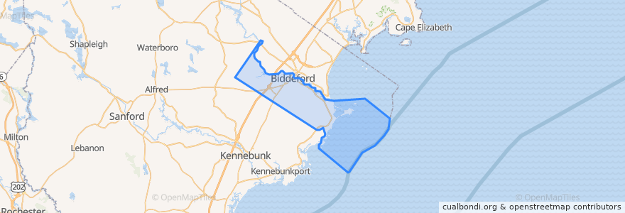 Mapa de ubicacion de Biddeford.