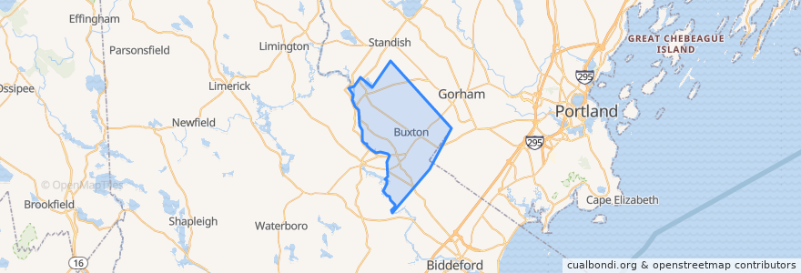 Mapa de ubicacion de Buxton.