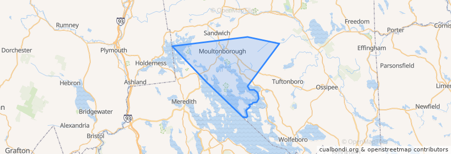 Mapa de ubicacion de Moultonborough.