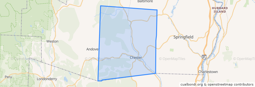 Mapa de ubicacion de Chester.