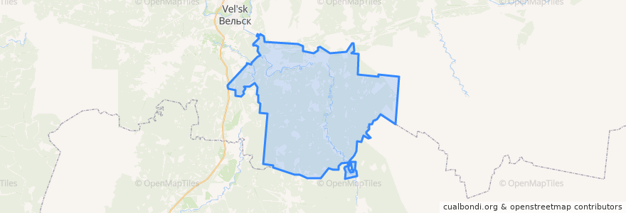 Mapa de ubicacion de Верхнеустькулойское сельское поселение.
