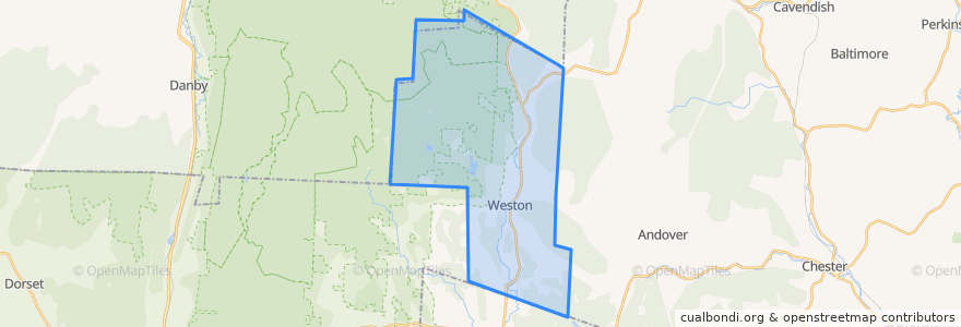 Mapa de ubicacion de Weston.