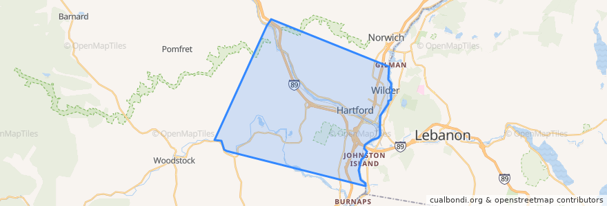 Mapa de ubicacion de Hartford.
