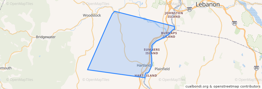 Mapa de ubicacion de Hartland.