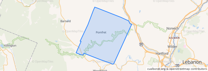 Mapa de ubicacion de Pomfret.