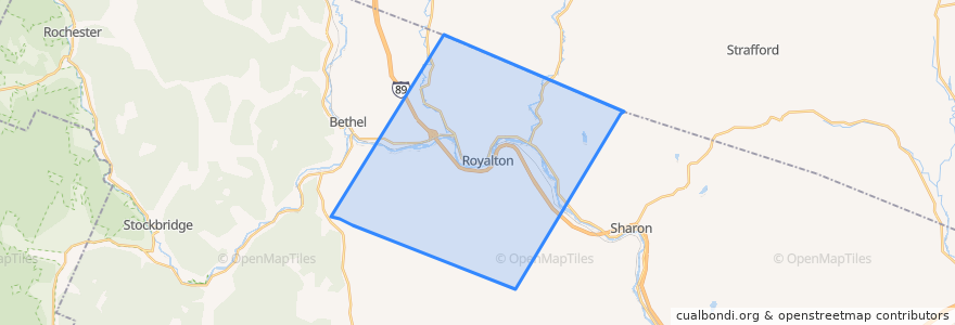 Mapa de ubicacion de Royalton.