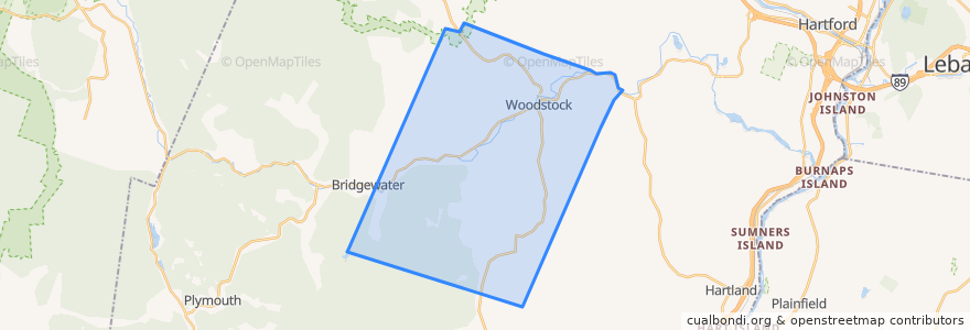 Mapa de ubicacion de Woodstock.