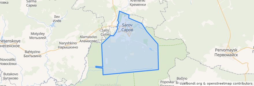 Mapa de ubicacion de городской округ Саров.