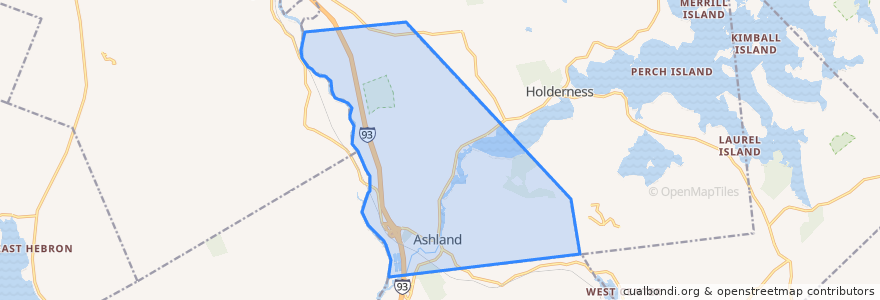 Mapa de ubicacion de Ashland.