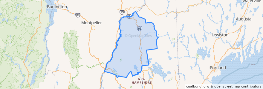 Mapa de ubicacion de Grafton County.