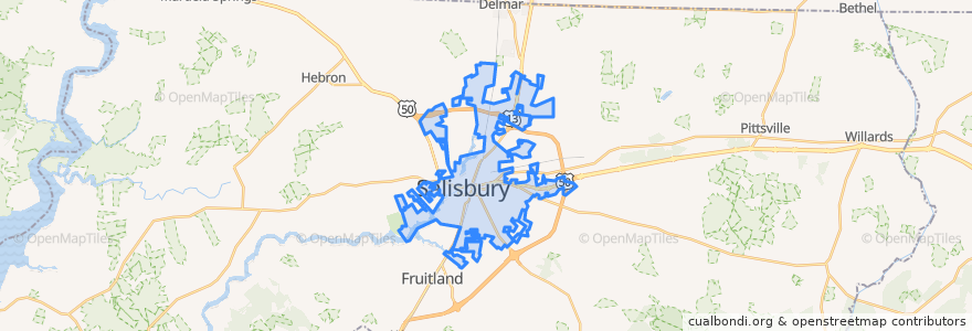 Mapa de ubicacion de Salisbury.