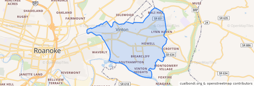 Mapa de ubicacion de Vinton.