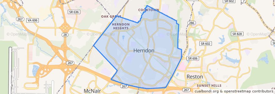 Mapa de ubicacion de Herndon.