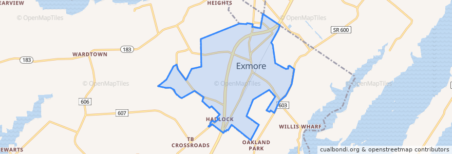 Mapa de ubicacion de Exmore.