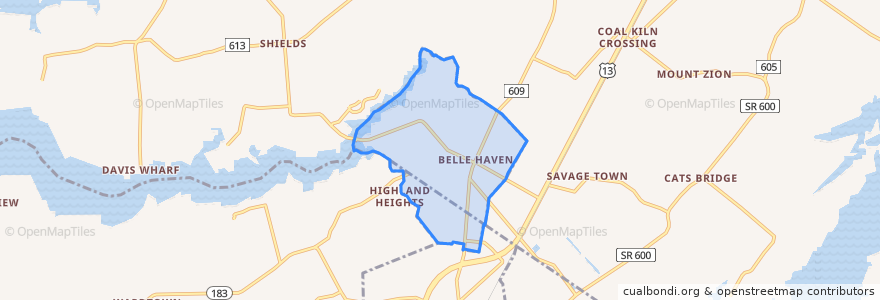 Mapa de ubicacion de Belle Haven.