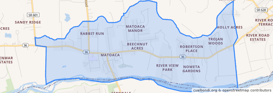 Mapa de ubicacion de Matoaca.