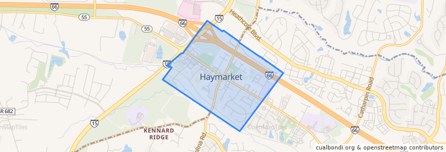 Mapa de ubicacion de Haymarket.