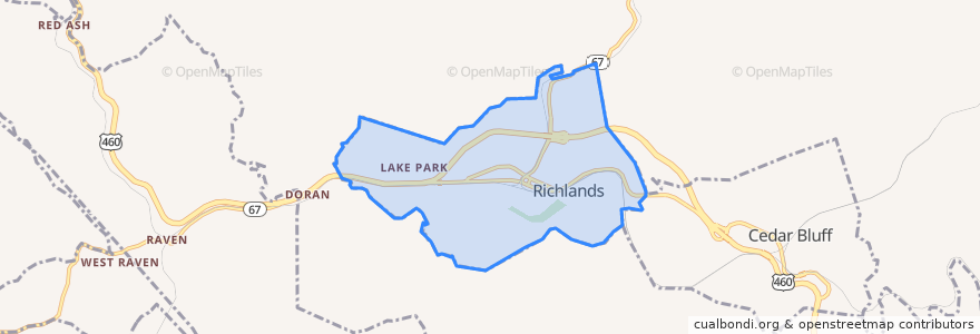 Mapa de ubicacion de Richlands.