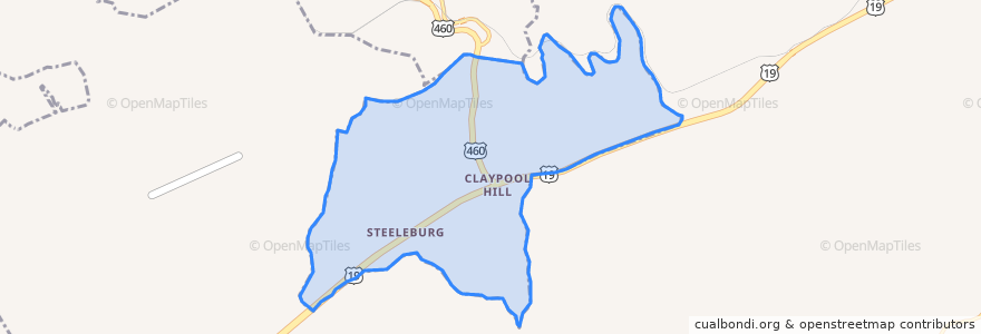 Mapa de ubicacion de Claypool Hill.