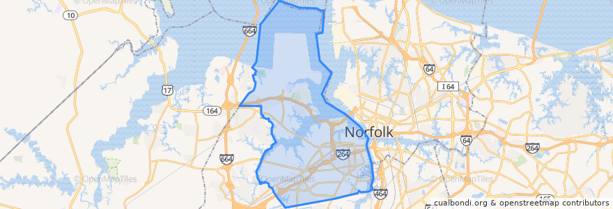 Mapa de ubicacion de Portsmouth.