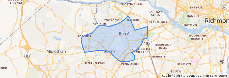 Mapa de ubicacion de Bon Air.