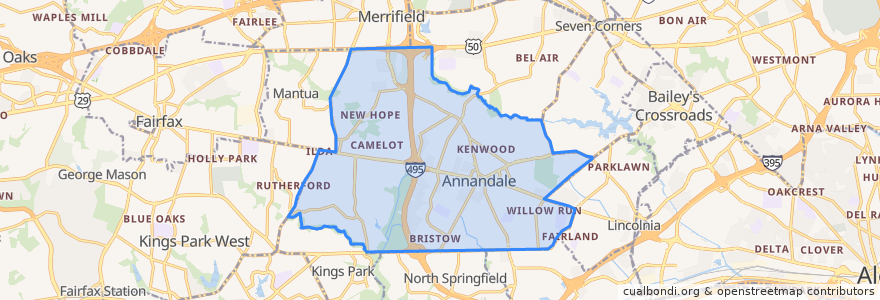 Mapa de ubicacion de Annandale.