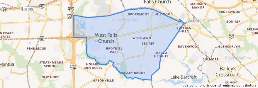Mapa de ubicacion de West Falls Church.