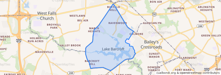 Mapa de ubicacion de Lake Barcroft.