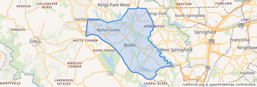 Mapa de ubicacion de Burke.