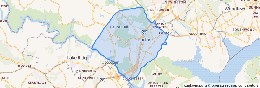 Mapa de ubicacion de Lorton.