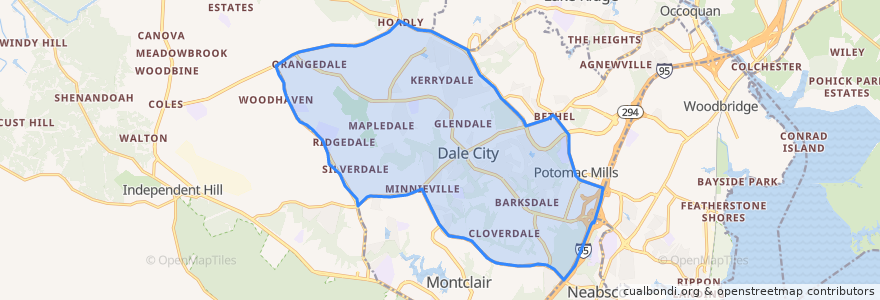 Mapa de ubicacion de Dale City.