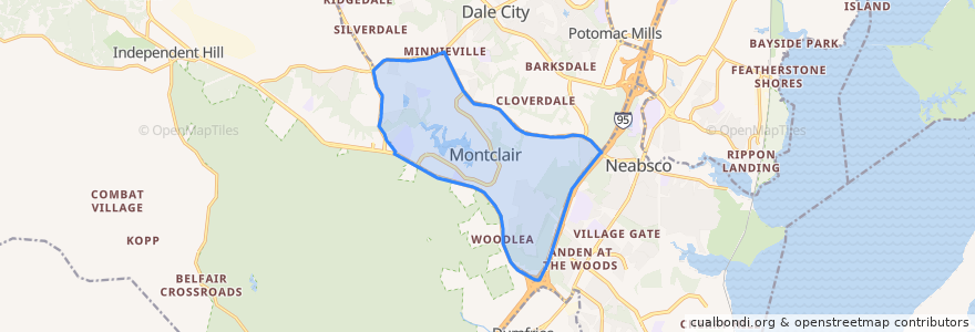 Mapa de ubicacion de Montclair.
