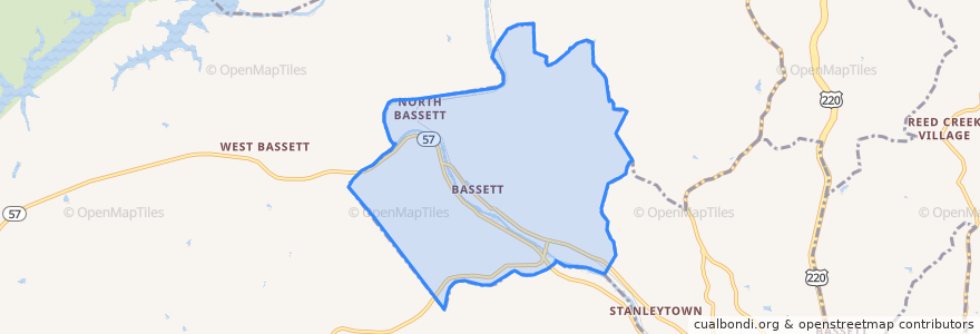 Mapa de ubicacion de Bassett.