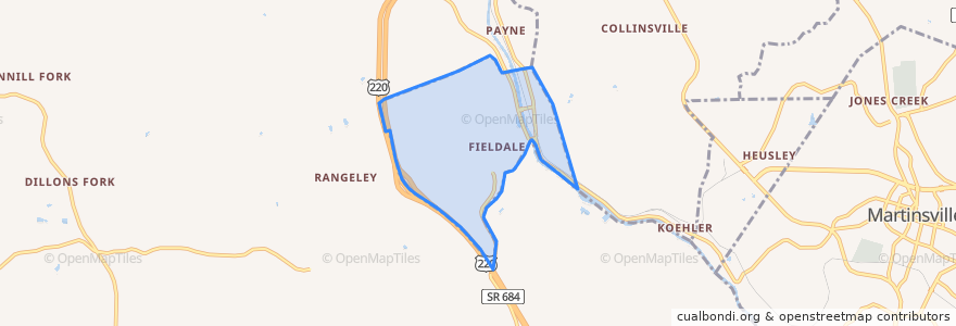 Mapa de ubicacion de Fieldale.