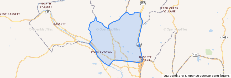 Mapa de ubicacion de Stanleytown.