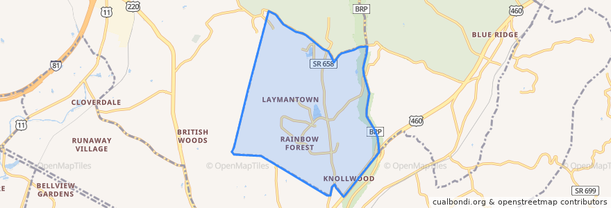 Mapa de ubicacion de Laymantown.