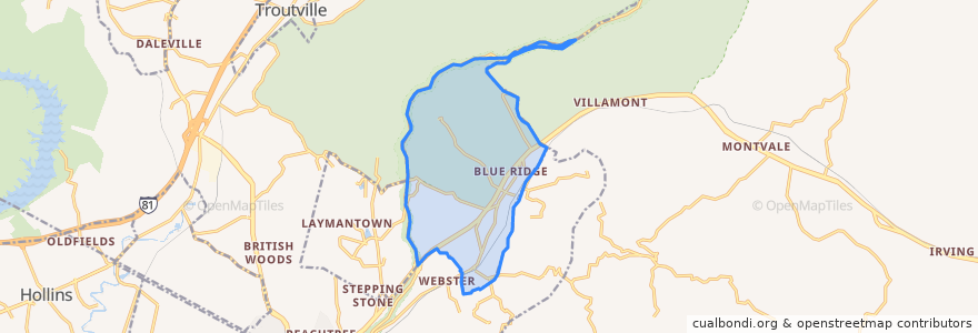 Mapa de ubicacion de Blue Ridge.