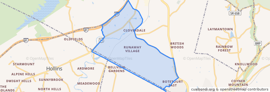 Mapa de ubicacion de Cloverdale.