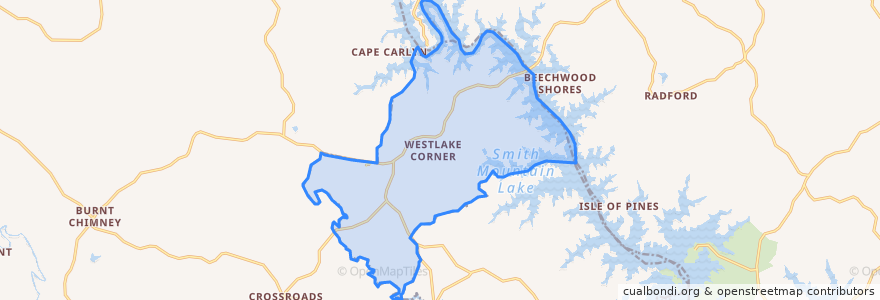 Mapa de ubicacion de Westlake Corner.