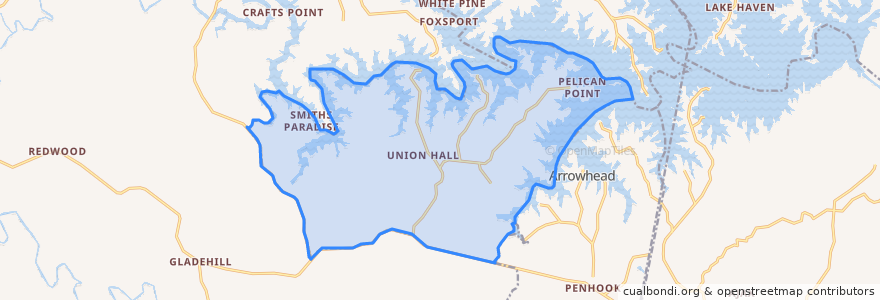 Mapa de ubicacion de Union Hall.